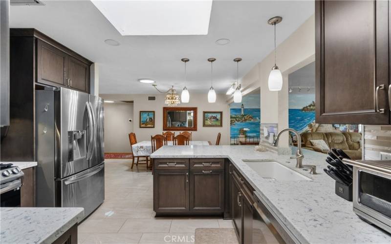 Remodeled kitchen stainless steel appliances.