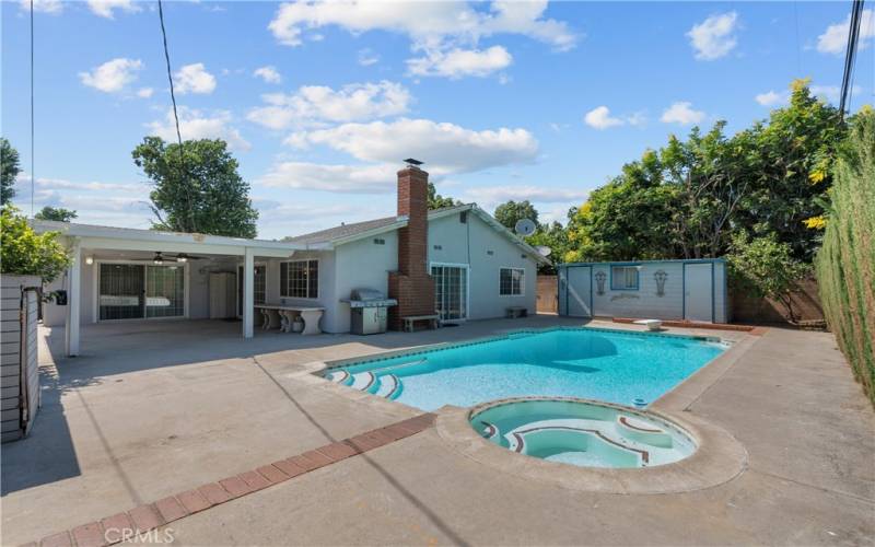 East facing backyard, Private Backyard with sparkling pool and spa