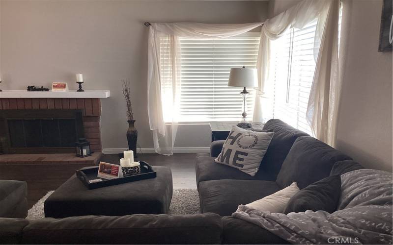 This photo is taken from the front door, looking into the formal living room note the fireplace