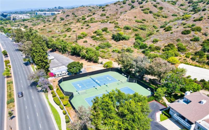 Tennis court and RV parking space