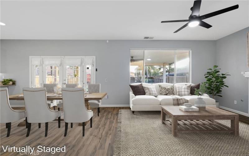 Family room/Dining area- virtually staged