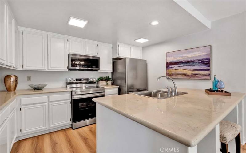 Kitchen with stainless steel appliances