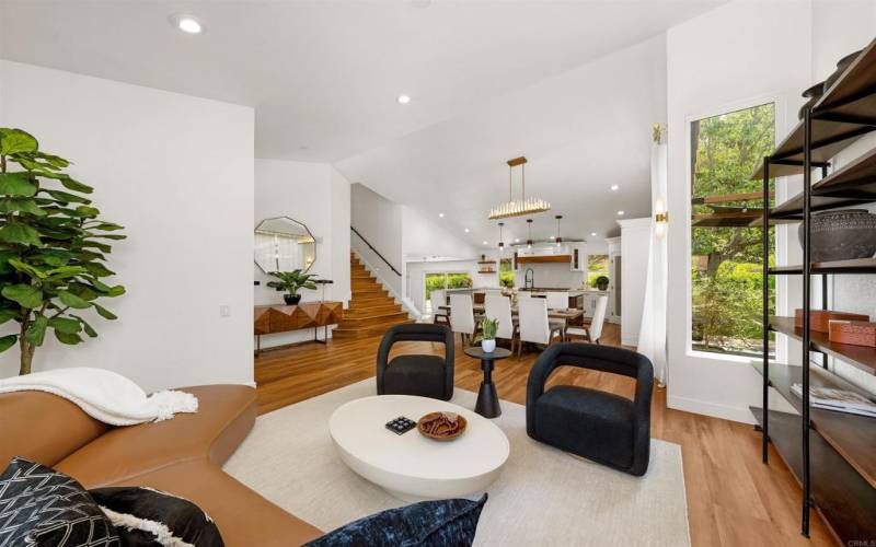 Living Room across Dining area to Gourmet Kitchen!