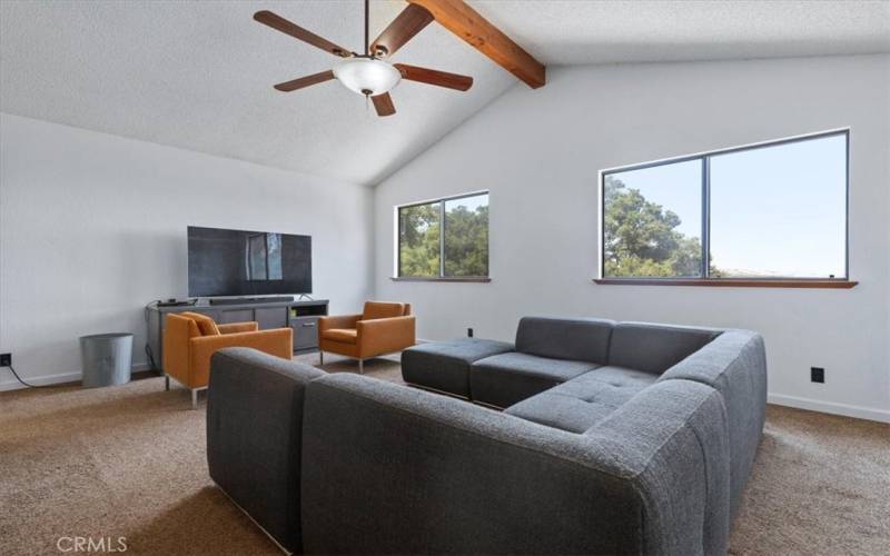 Main Level Living Room With View Windows.