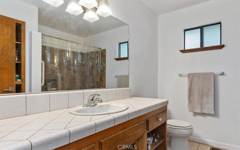 Main Level Guest Bath with Tile Walk-In Shower