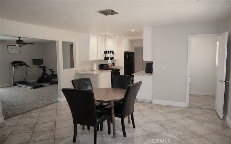 Large dining room, with attached laundry room, family room and living room