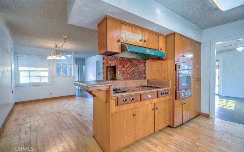 Kitchen looking into dining room view