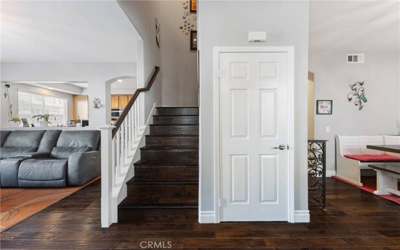 large closet extends under stairs