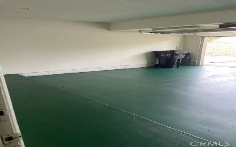 Freshly painted garage floor