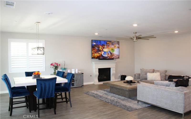 Dining room and family room fireplace