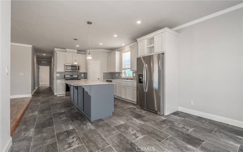 Large kitchen with huge island for entertaining