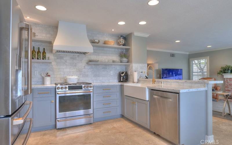 Bathed in light all day this amazing kitchen flows through to the family room making entertaining enjoyable.