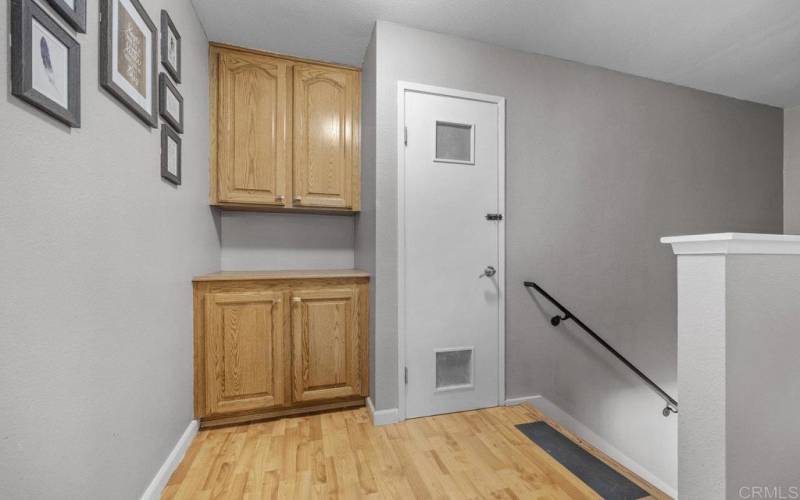 Hallway, Storage room, cabinets.