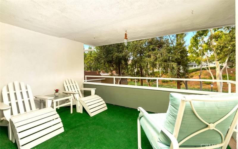 Great private balcony with room to lounge and take in the sound of the birds and the breeze