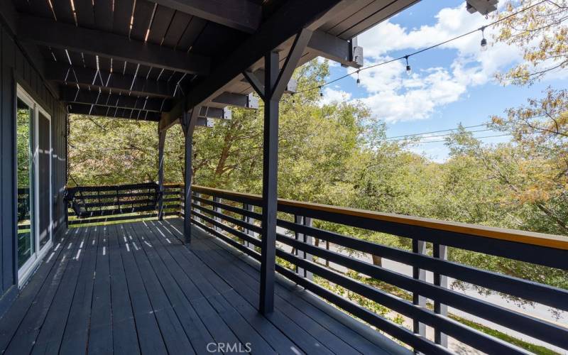 Lower deck with swing and hammock chair