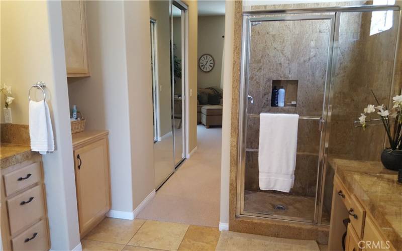 Master Bath with double sinks & walk-in closets