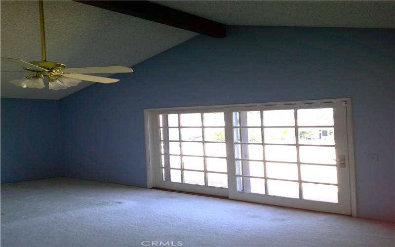 Master Bedroom Slider leading to balcony above garage