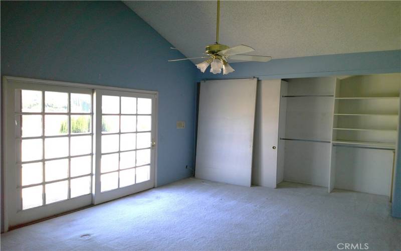 Master Bedroom Slider leading to balcony above garage