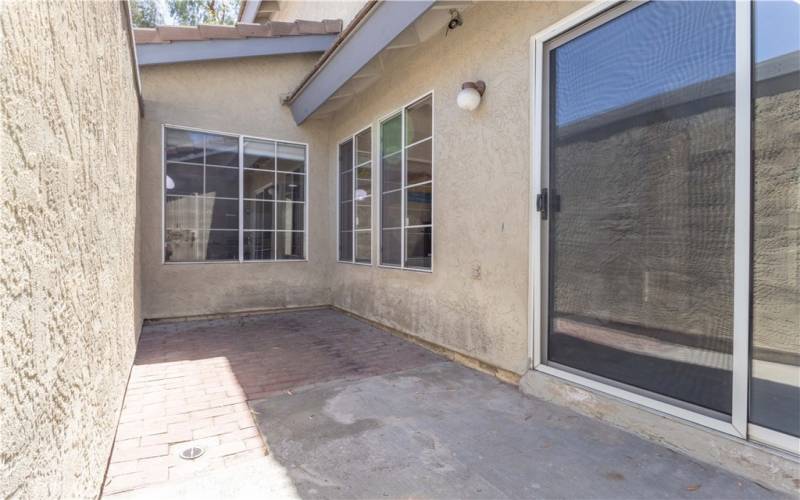 Walled off private patio angle two.