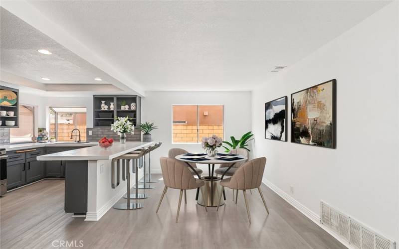 Virtually staged dining area