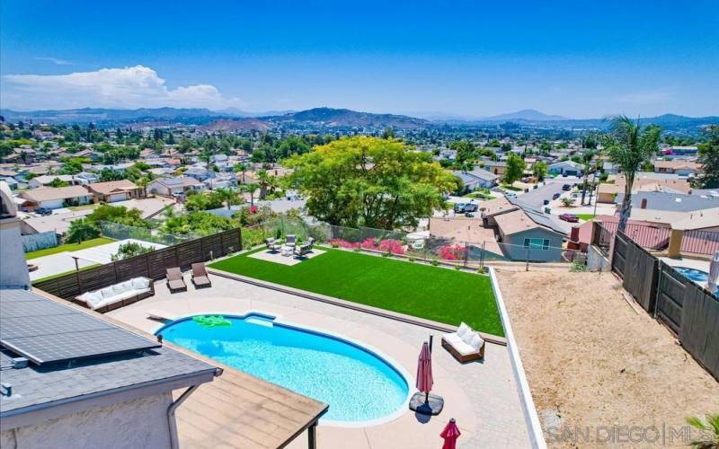 Backyard with a pool and a view!