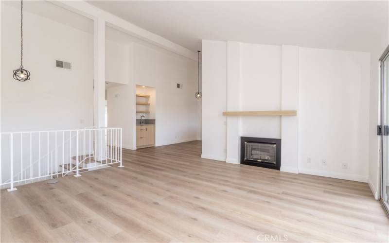 Living Room & Dining Room with Fireplace