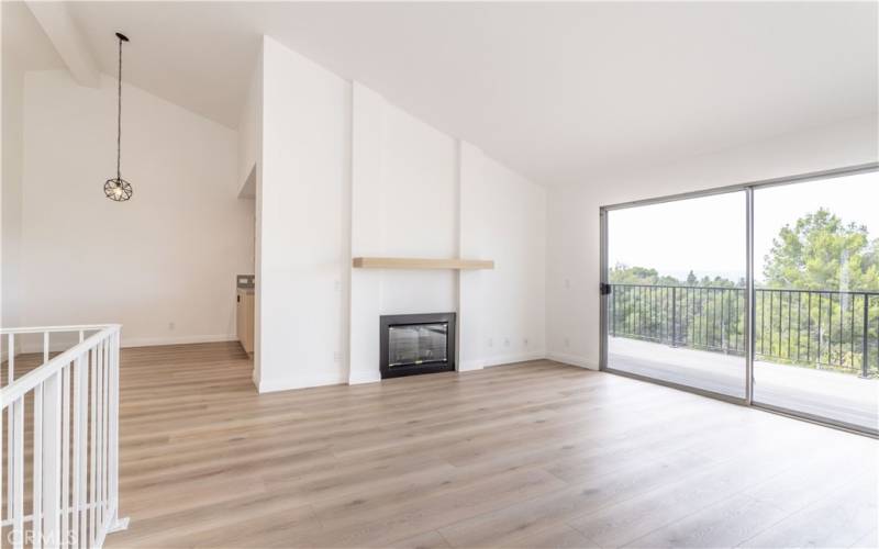 Living Room & Dining Room with Fireplace