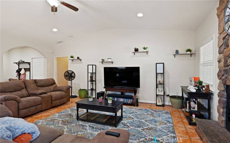 Vaulted ceilings in living room