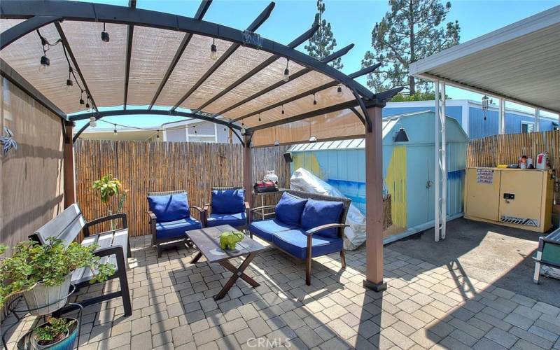 Patio area, canopy included.