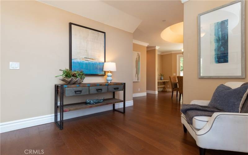 Entry in view of formal dining room and living room.