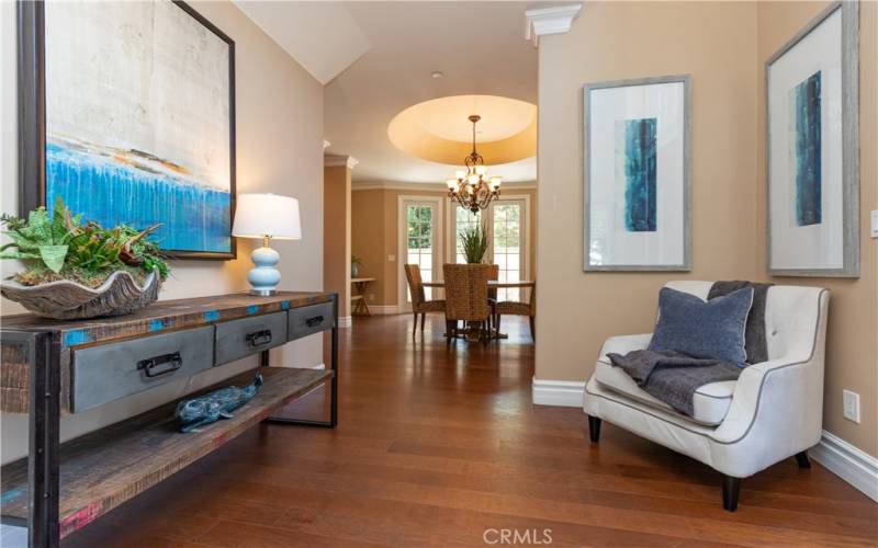 Opposite the living room is the dining area.