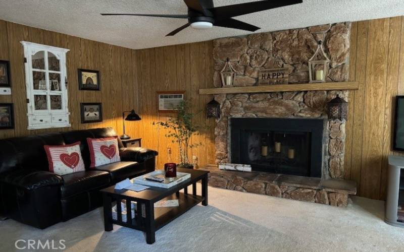 LIVINGROOM WITH STONE FIREPLACE