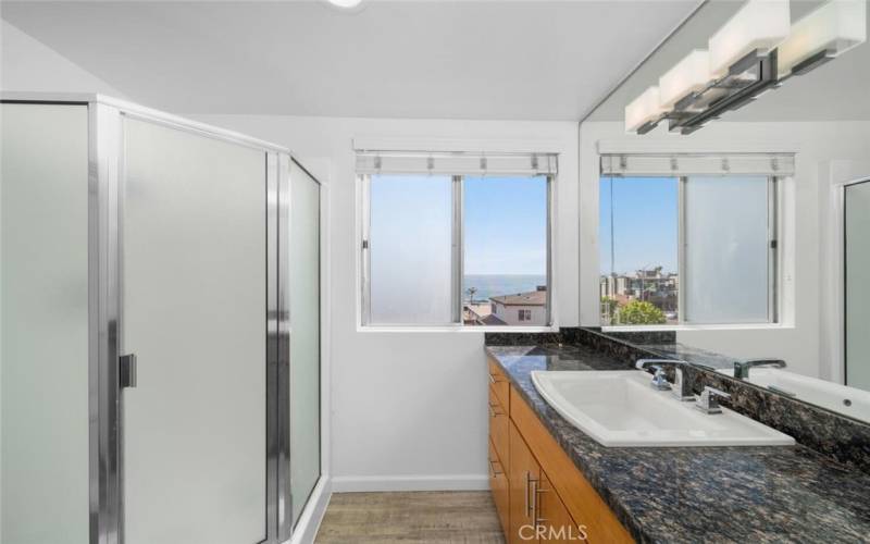 Bathroom with shower and ocean views!