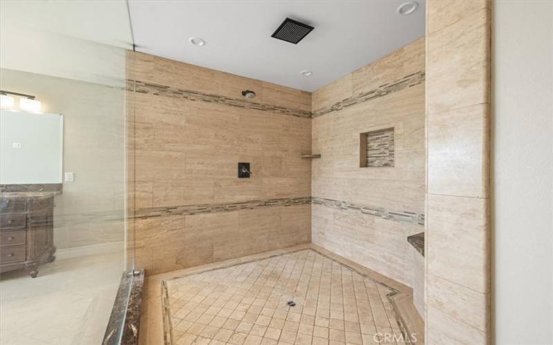 Primary Bathroom Shower - Large Custom shower with multiple shower heads