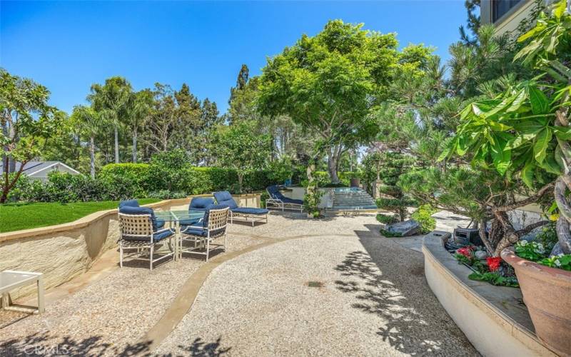 Walkway to expansive side yard