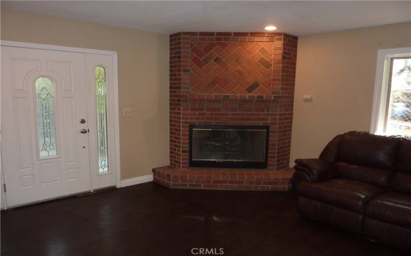 There's a nice brick fireplace in the living room