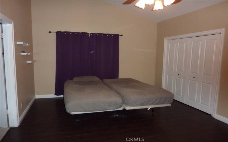 There's plenty of room in the master bedroom for a full sized bed