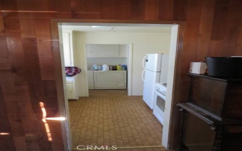 Dining Area View, Kitchen and Laundry Area.