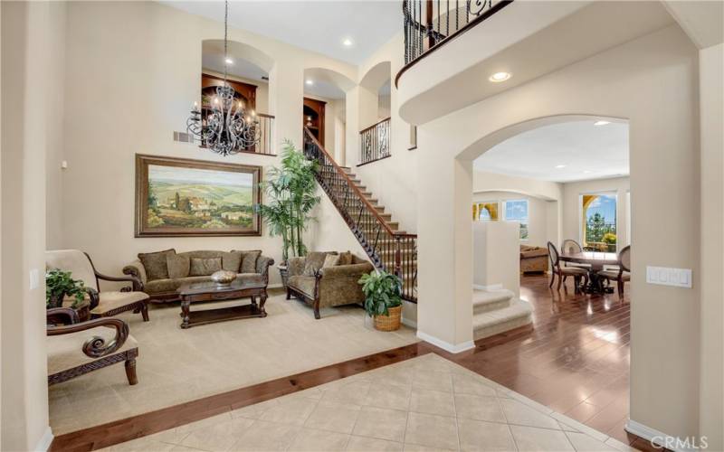 formal entry overlooking living room