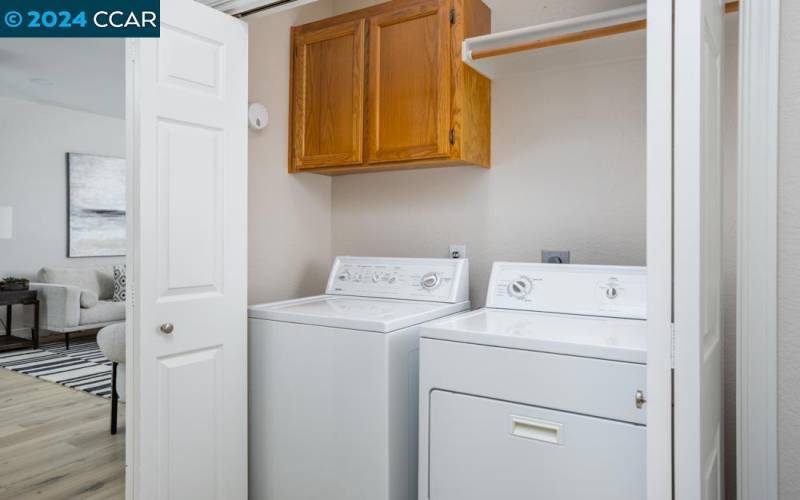 Laundry closet is in hallway