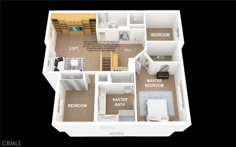 Upper Level 3D Floor Plan