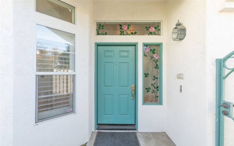 Front Door w/ Custom Stained Glass.