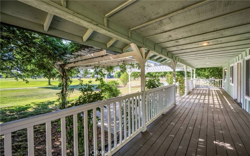 Covered back porch overlooking Hidden Valley Lake Golf Course