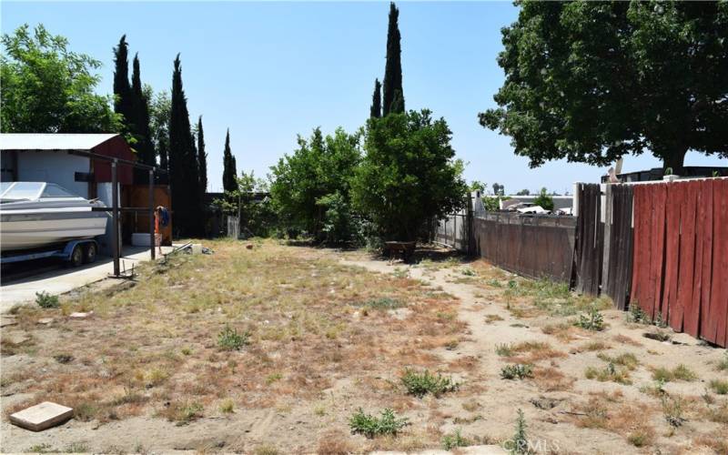 View of yard from side of garage