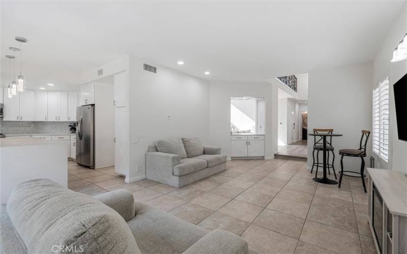 Family room looking towards wet bar