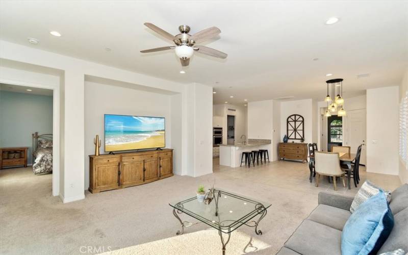 Living Area facing entrance door and primary bedroom