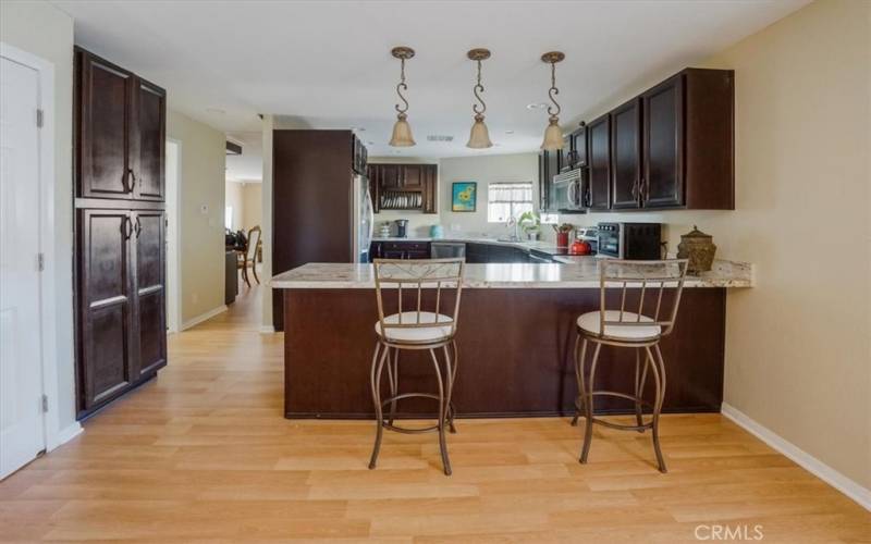 Custom upgraded kitchen with breakfast bar