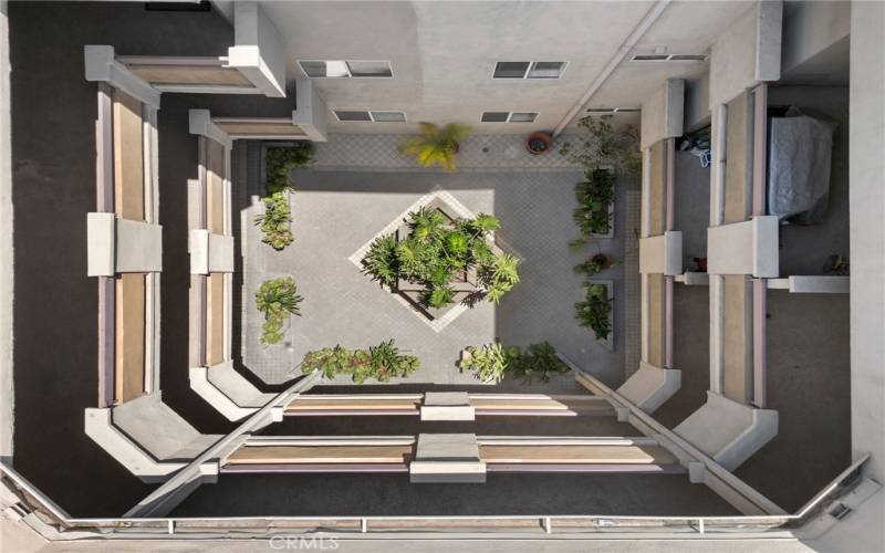 Aerial view of courtyard