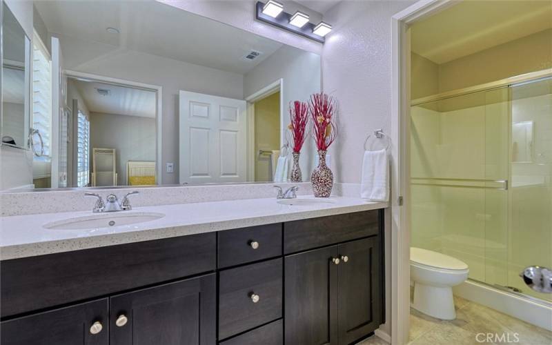 2nd upstairs bedroom 3/4 bath with dual sink vanity