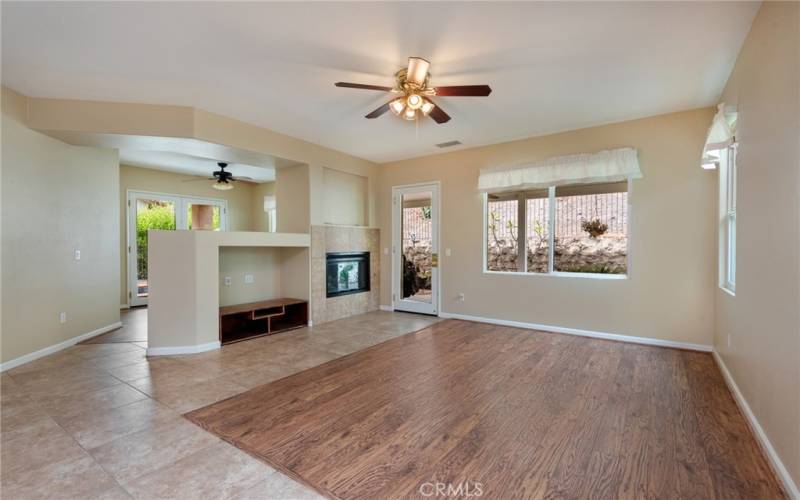 Great room with fireplace